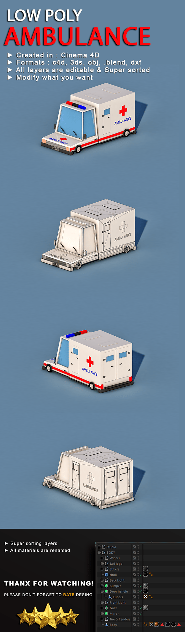 Cartoon Ambulance - 3DOcean Item for Sale