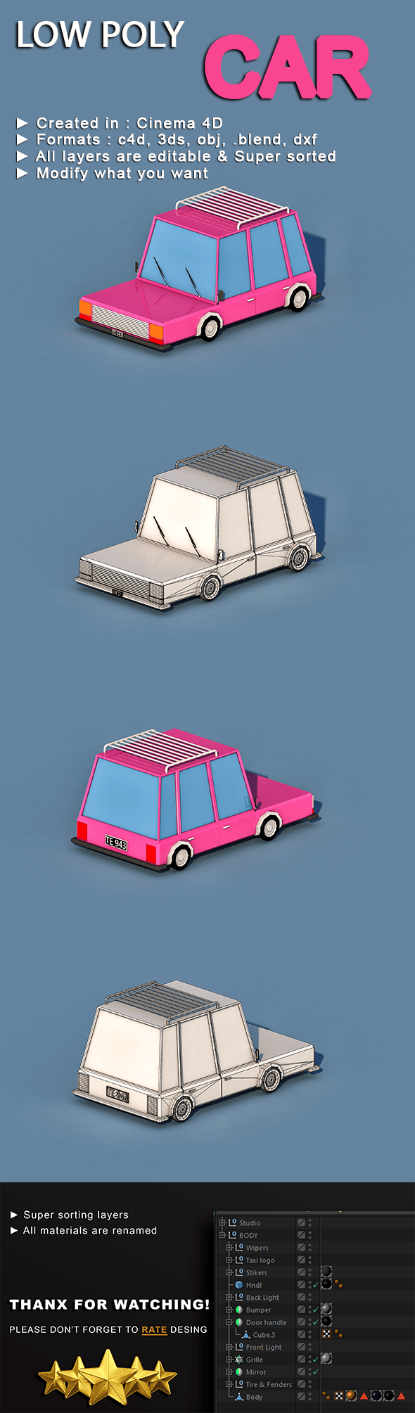 Cartoon Car - 3DOcean Item for Sale