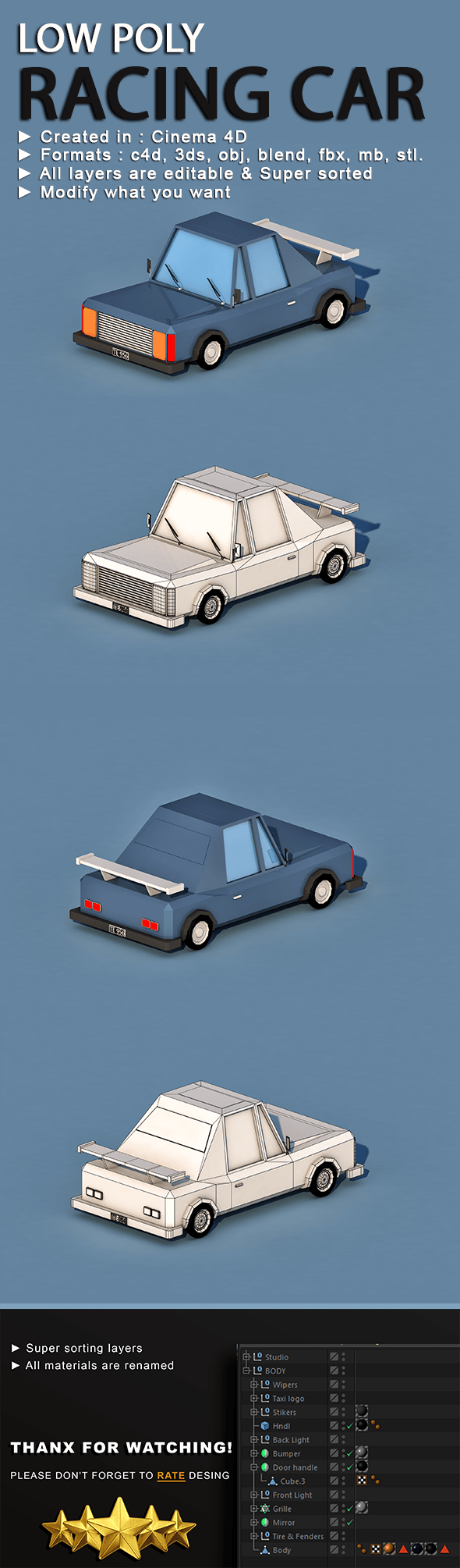 Cartoon Racing Car - 3DOcean Item for Sale
