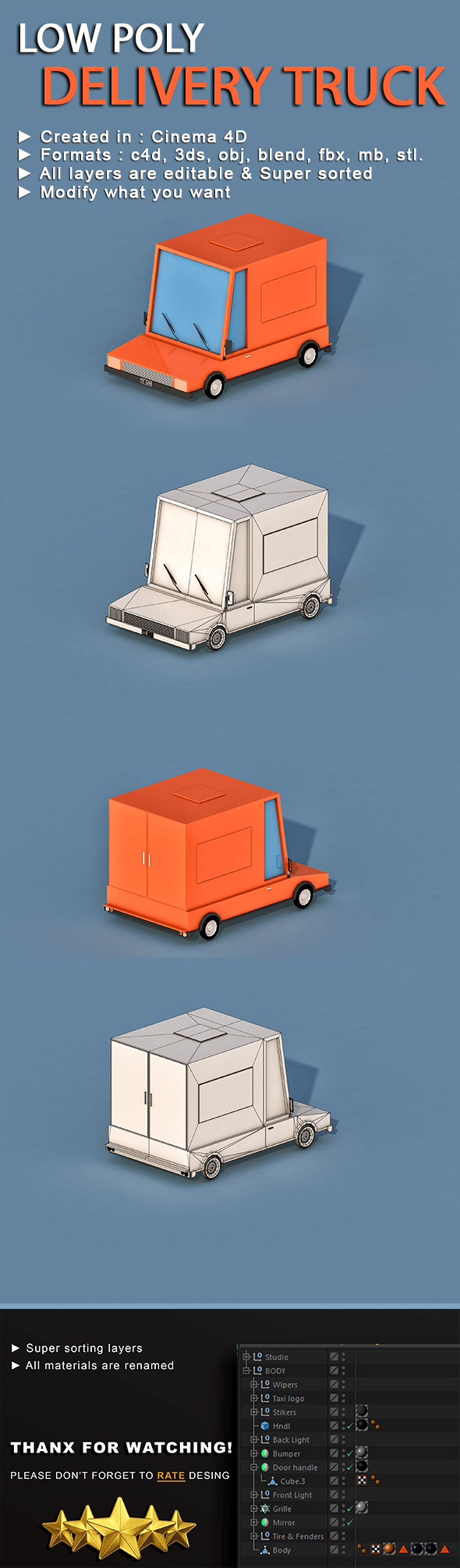Cartoon Delivery Truck - 3DOcean Item for Sale