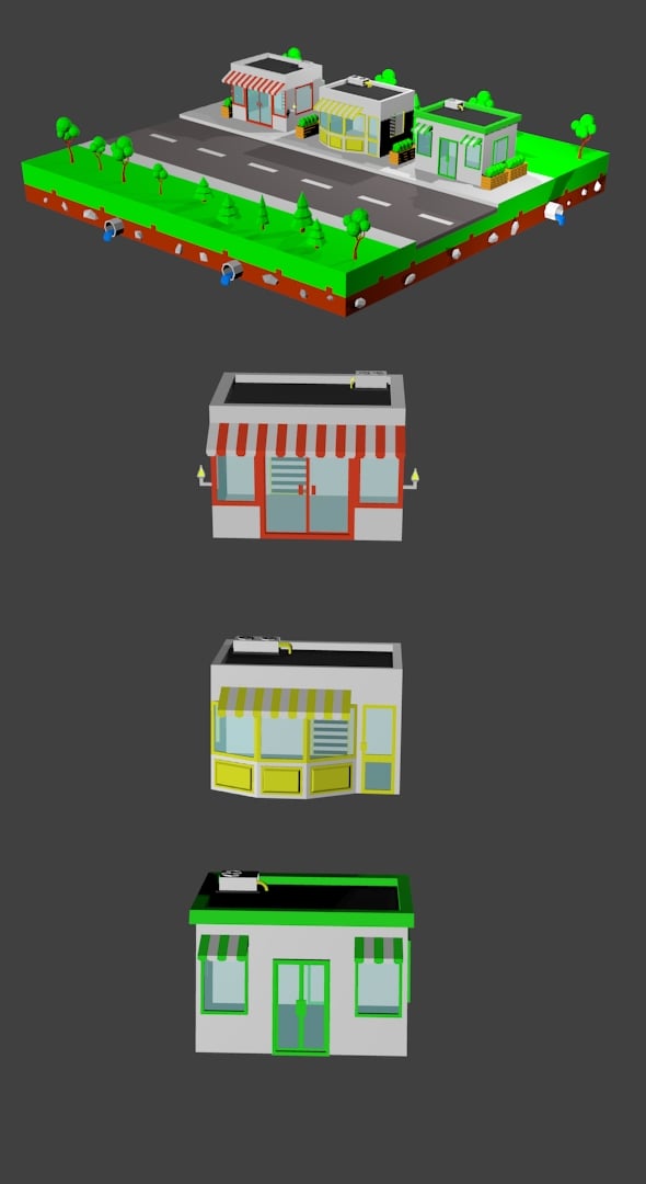 Low Poly Buildings - 3DOcean Item for Sale