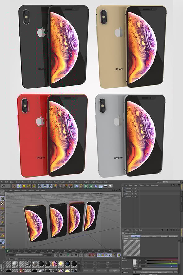 Iphone XS 4 Colors - 3DOcean Item for Sale