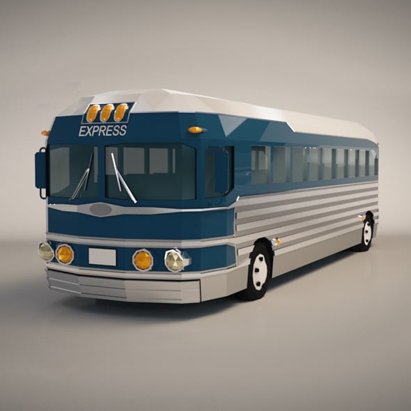 Low Poly Cartoon Intercity Bus - 3DOcean Item for Sale