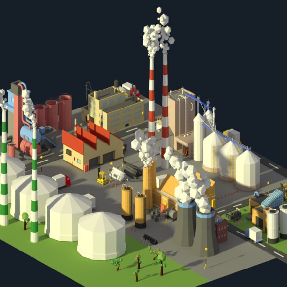Low Poly Industrial Complex Pack - 3DOcean Item for Sale