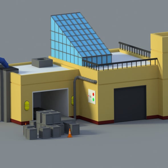 Low Poly Cartoon Factory - 3DOcean Item for Sale
