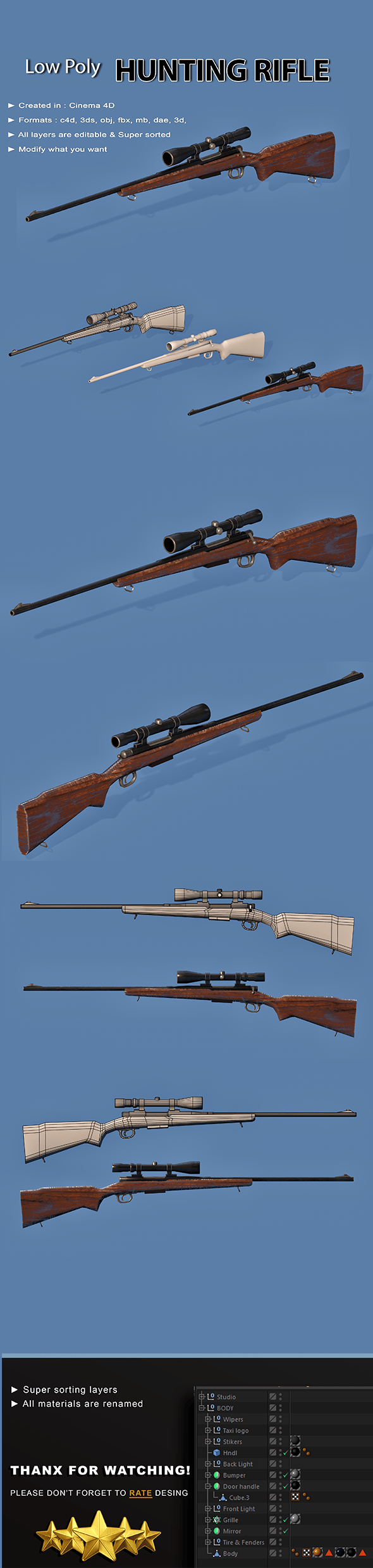 Hunting Rifle - 3DOcean Item for Sale