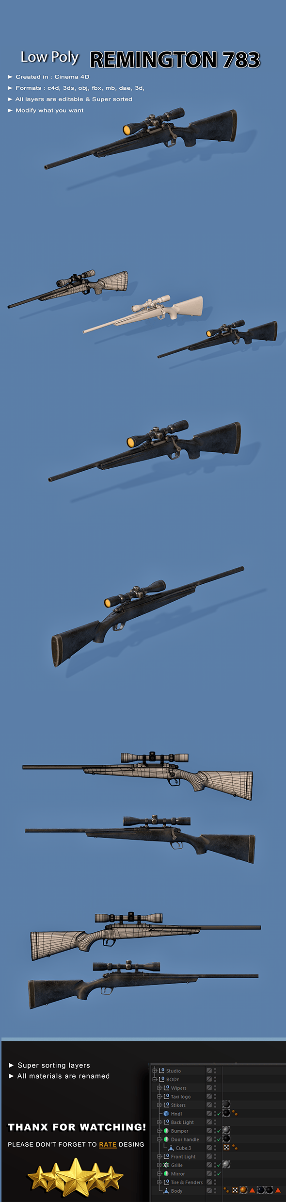 Remington Gun - 3DOcean Item for Sale