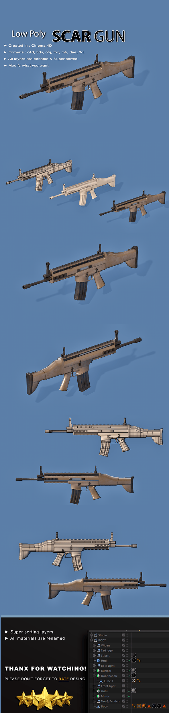 Fn Scar Gun - 3DOcean Item for Sale