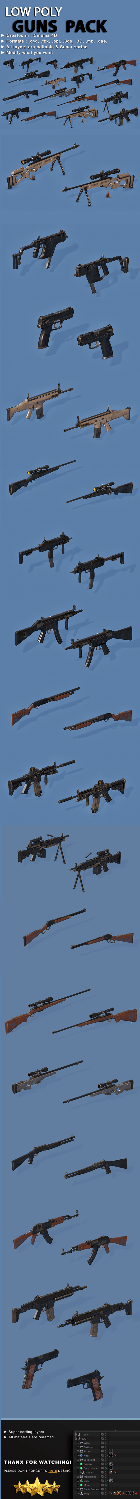WEAPONS PACK model and textures - 3DOcean Item for Sale