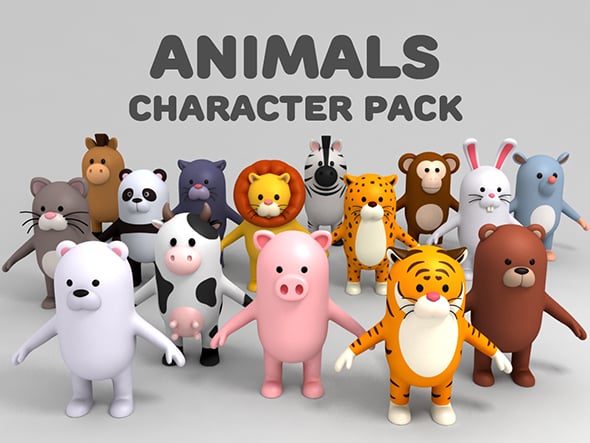 Cartoon Animals Model Pack 1 - 3DOcean Item for Sale