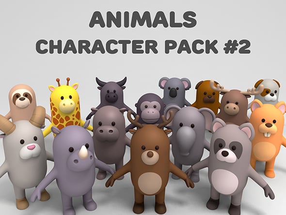 Cartoon Animals Model Pack 2 - 3DOcean Item for Sale