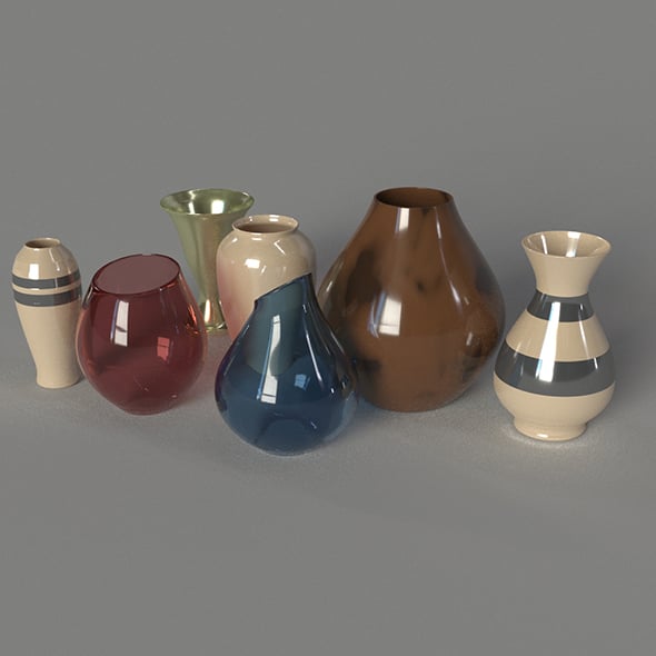 Vase Set 7 pieces. - 3DOcean Item for Sale