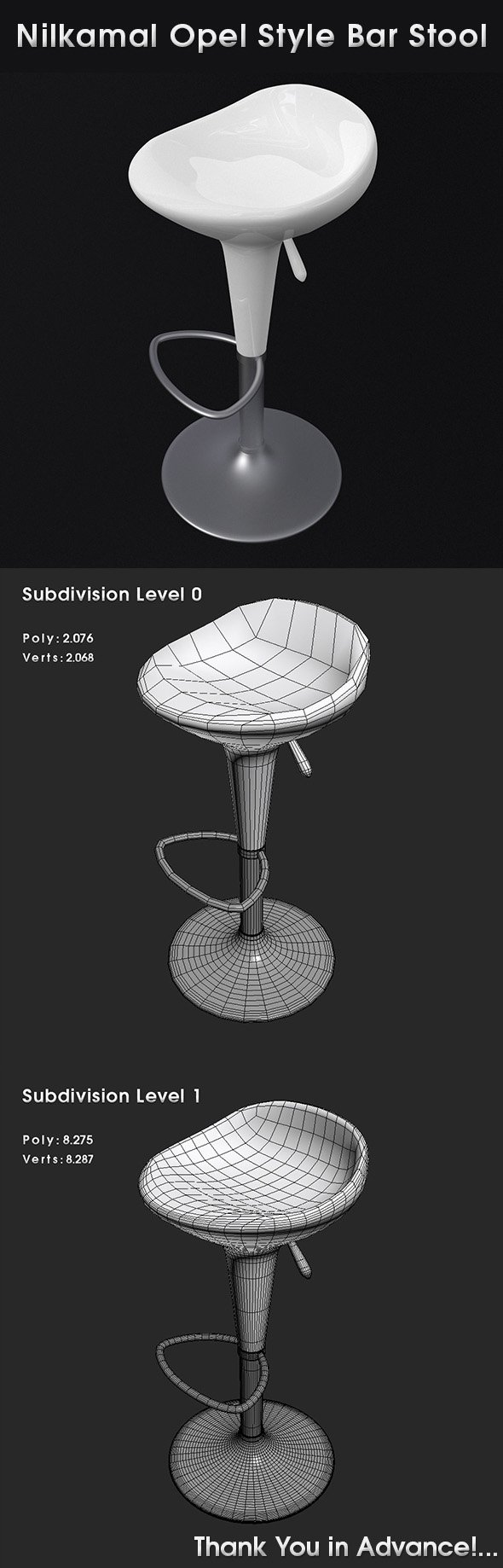 Nilkamal Opel Style Bar Stool - 3DOcean Item for Sale