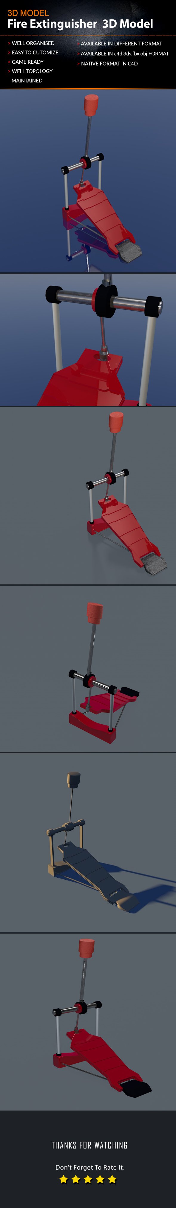 Drums Kick Paddle 3D Model - 3DOcean Item for Sale