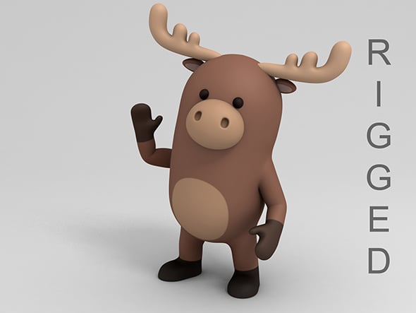 Rigged Cartoon Moose - 3DOcean Item for Sale