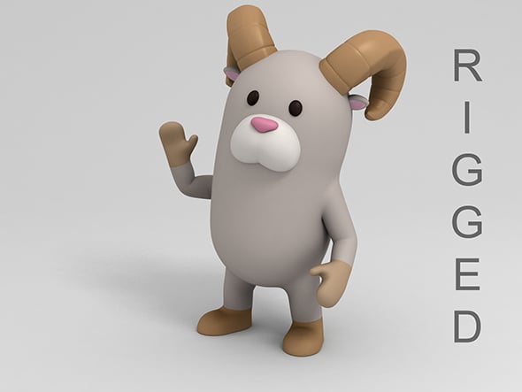 Rigged Cartoon Ram - 3DOcean Item for Sale