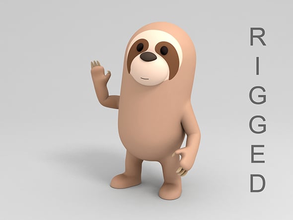 Rigged Cartoon Sloth - 3DOcean Item for Sale