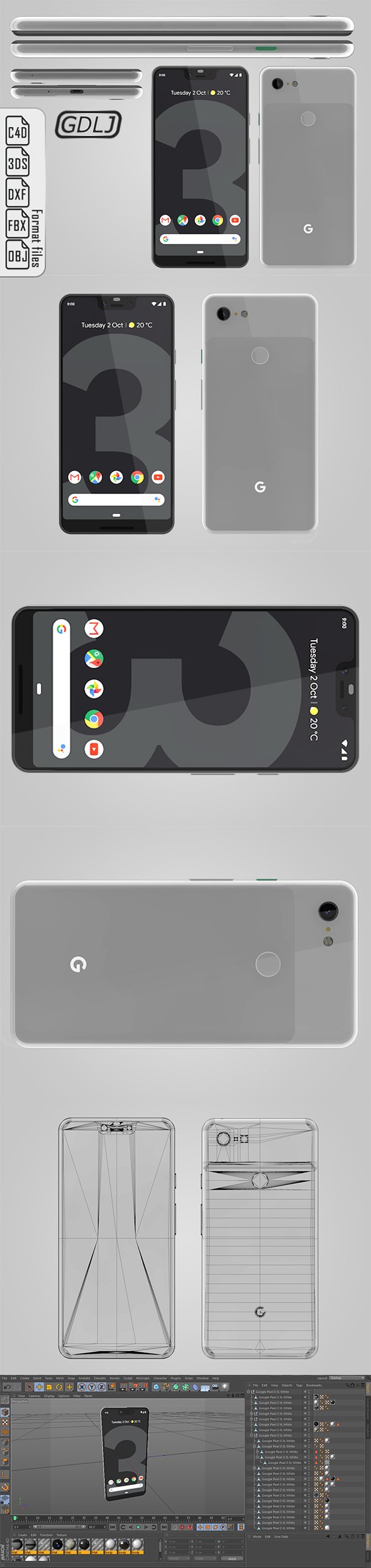 Google Pixel 3 XL White - 3DOcean Item for Sale