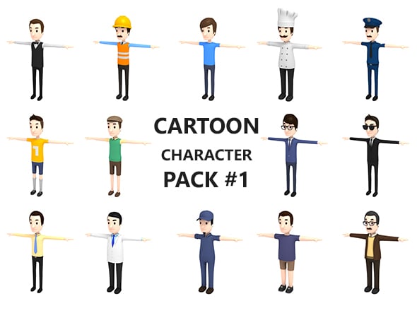 Cartoon Man Pack 1 - 3DOcean Item for Sale