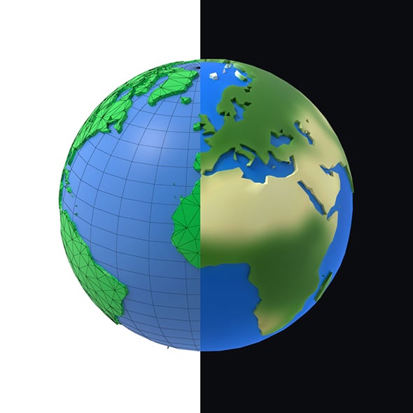 Earth low poly simple design cartoon - 3DOcean Item for Sale