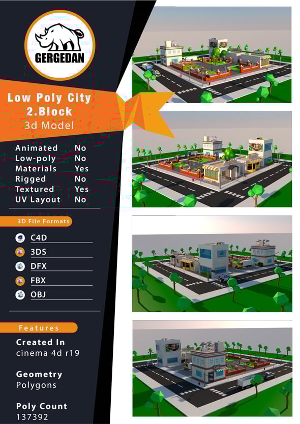 Low Poly City 2.Block - 3DOcean Item for Sale