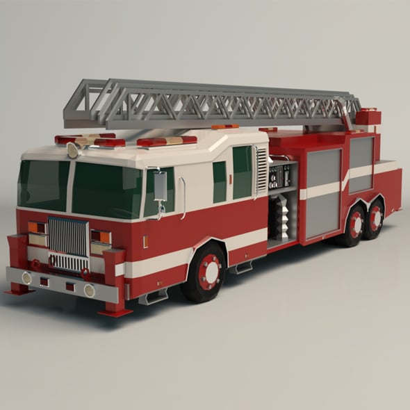 Low Poly Fire Truck - 3DOcean Item for Sale