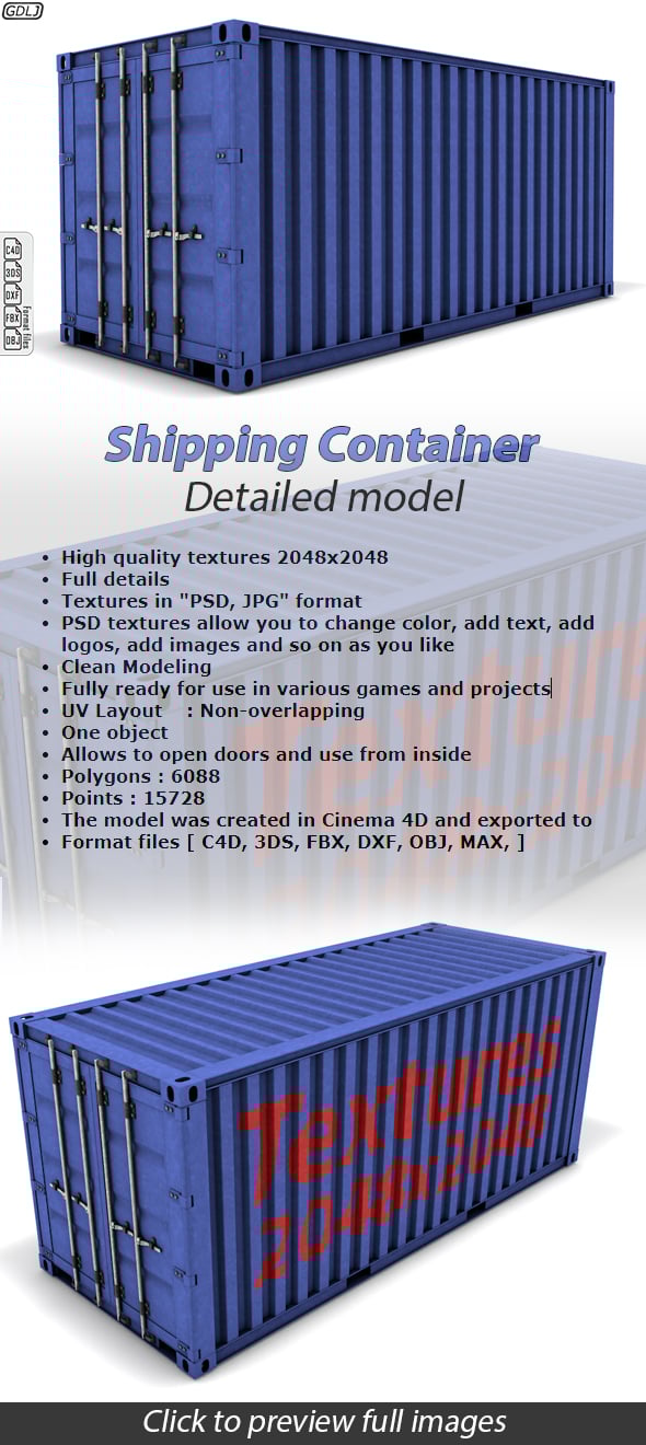 Shipping Container Detailed Model - 3DOcean Item for Sale