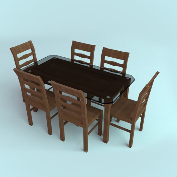 Wooden Dining Table - 3DOcean Item for Sale