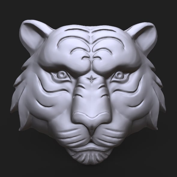 Tiger Face bas relief - 3DOcean Item for Sale