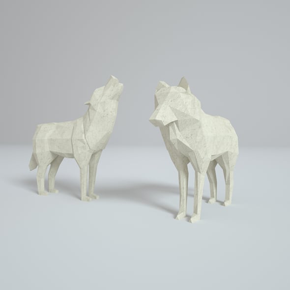 Low Poly Paper Wolves - 3DOcean Item for Sale