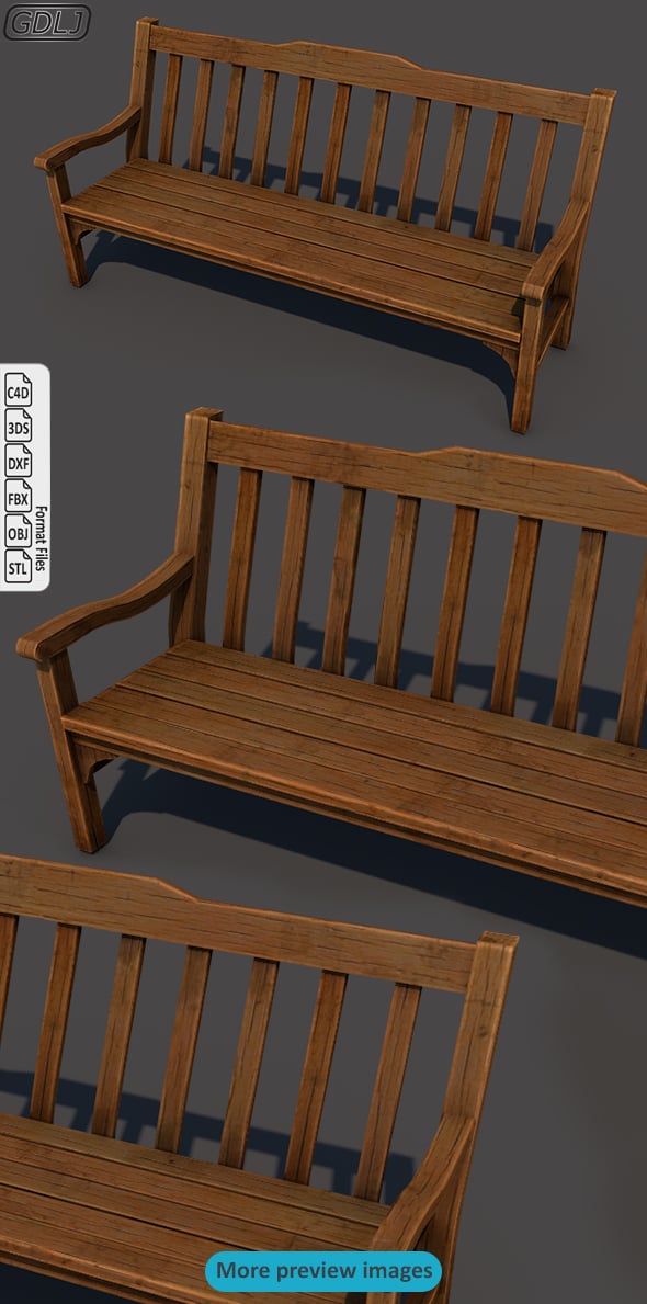 Wood bench - 3DOcean Item for Sale