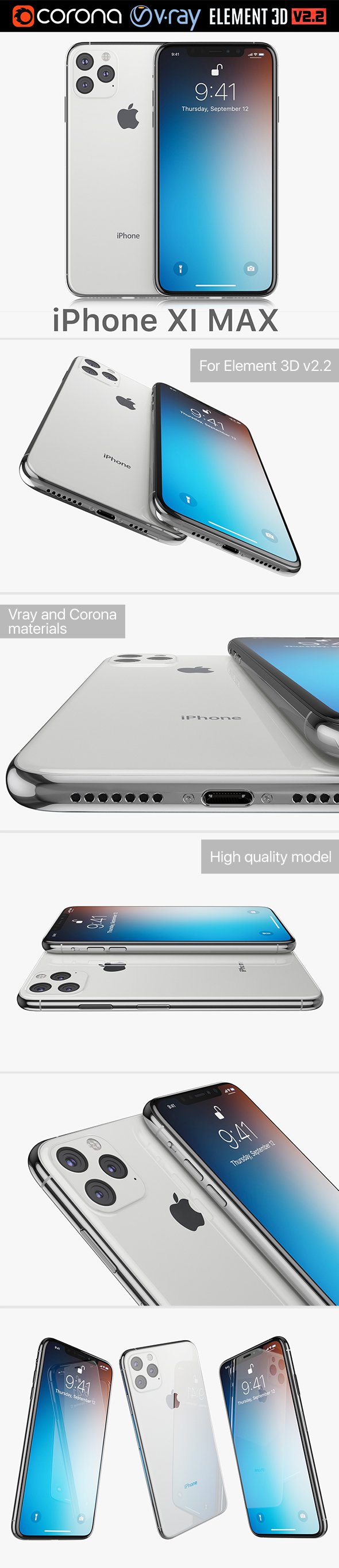 Apple iPhone XI MAX 2019 - 3DOcean Item for Sale