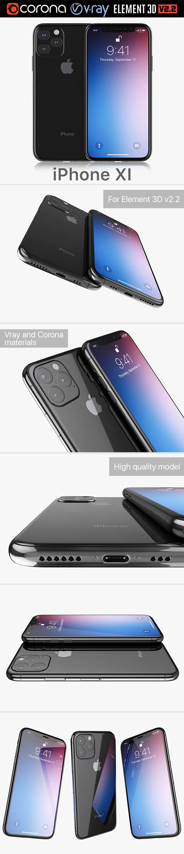 Apple iPhone XI 2019 - 3DOcean Item for Sale