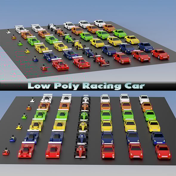 Low Poly Racing Car Pack - 3DOcean Item for Sale