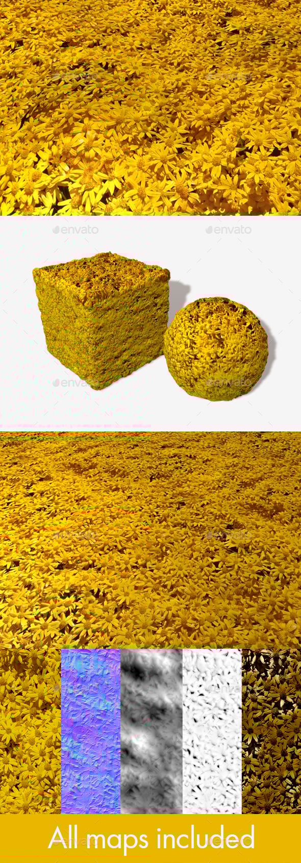 Yellow Desert Flowers Seamless Texture - 3DOcean Item for Sale