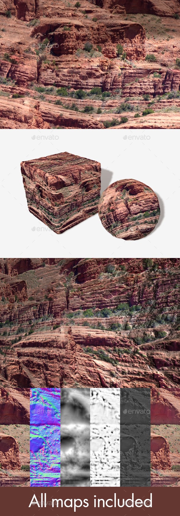 Red Rock Cliffs Seamless Texture - 3DOcean Item for Sale