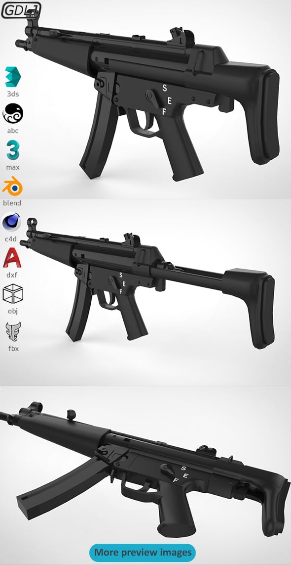 MP5 - Realistic model - 3DOcean Item for Sale