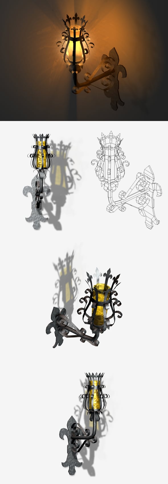 Medieval Lamp Low Poly - 3DOcean Item for Sale