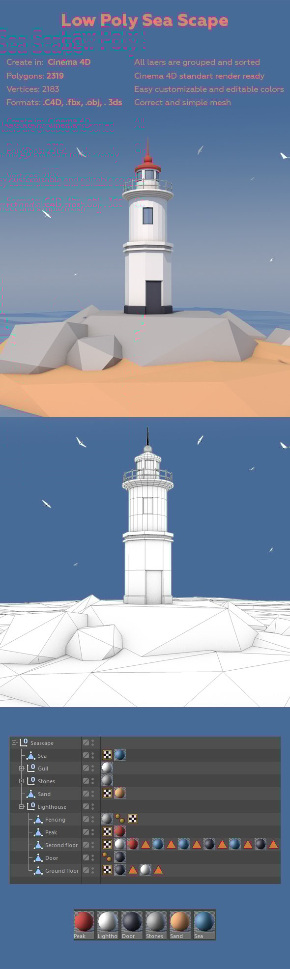 Low Poly Sea scape - 3DOcean Item for Sale