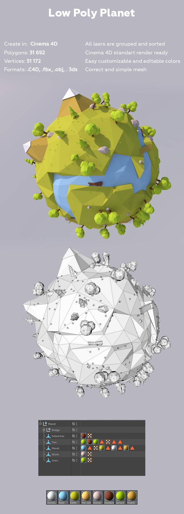 Low Poly Planet - 3DOcean Item for Sale