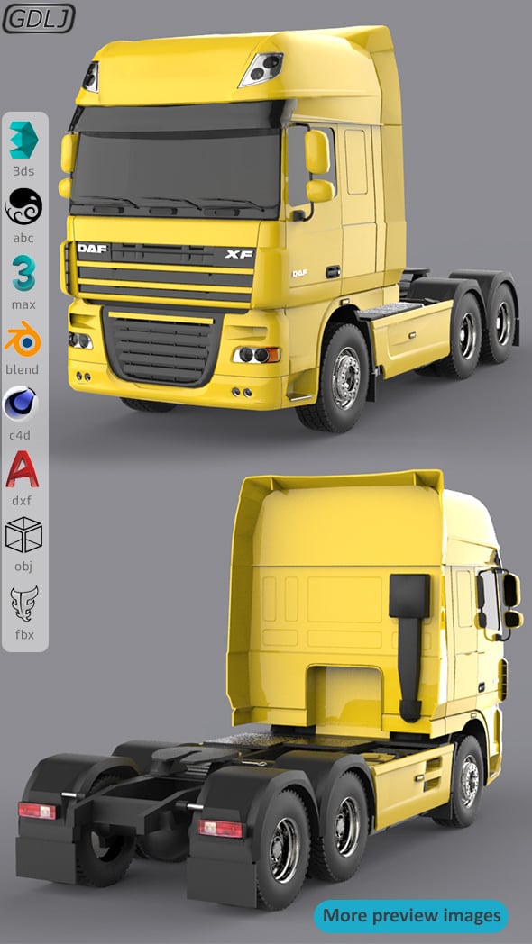 DAF XF 105 Yellow - 3DOcean Item for Sale