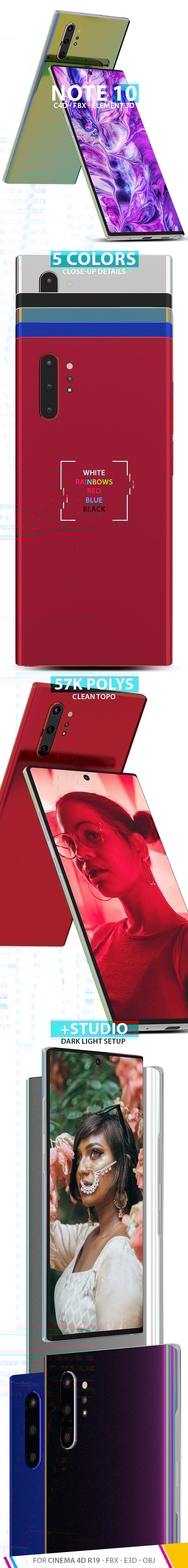 Galaxy Note 10 3D Models Element 3D - 3DOcean Item for Sale