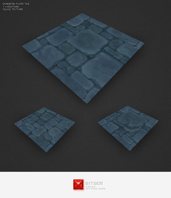 Low Poly Dungeon Floor Tile - 3DOcean Item for Sale