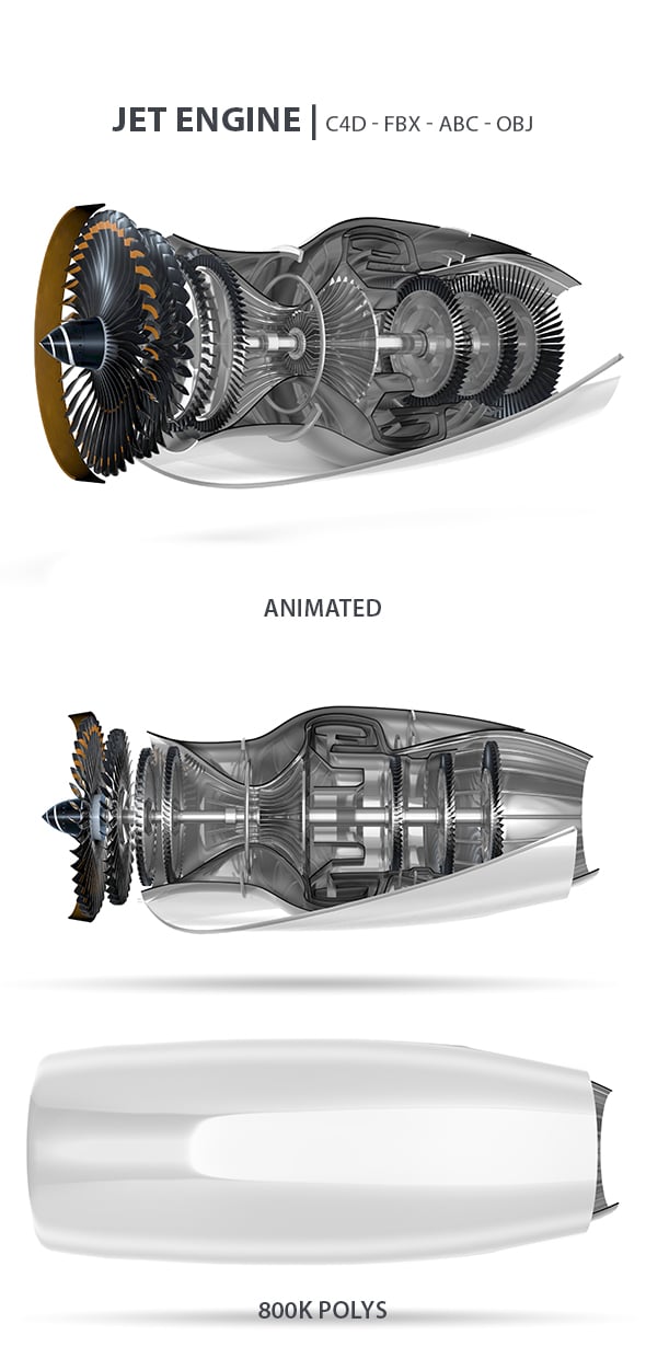 Jet Engine Animated 3D Model - 3DOcean Item for Sale