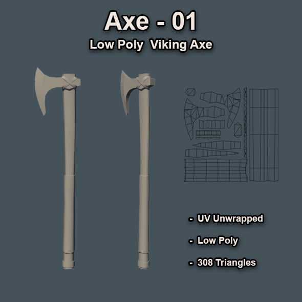 Axe 01 Lowpoly - 3DOcean Item for Sale