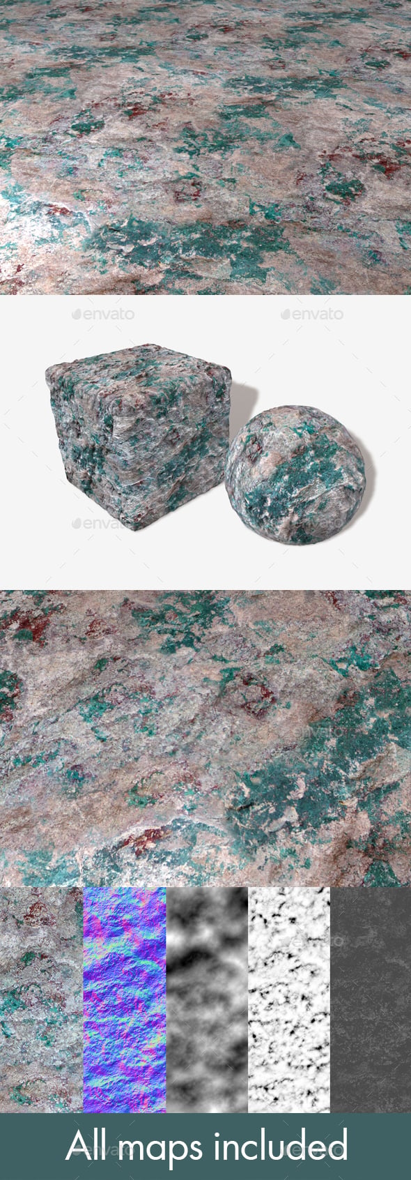 Rough Green Patchy Rock Seamless Texture - 3DOcean Item for Sale
