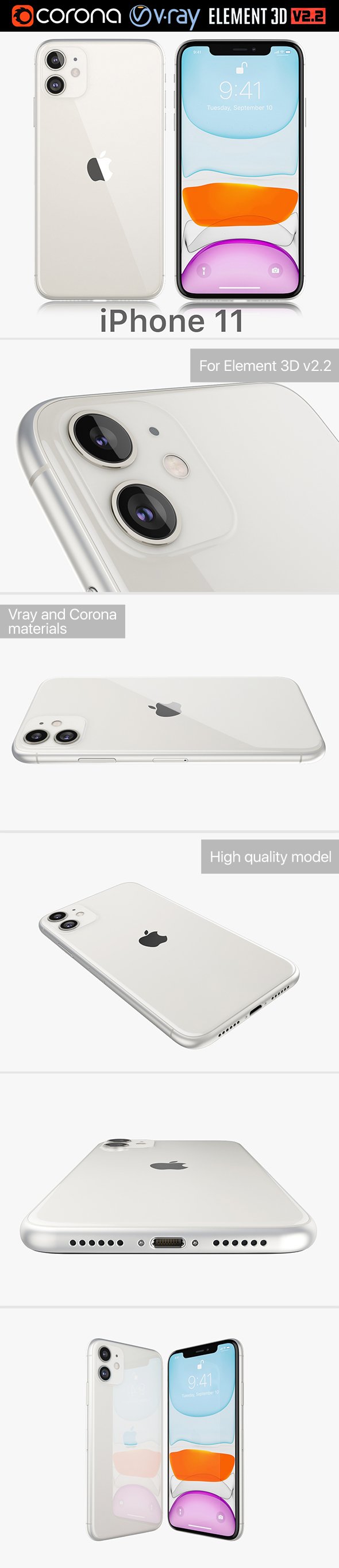 Apple iPhone 11 White 2019 - 3DOcean Item for Sale
