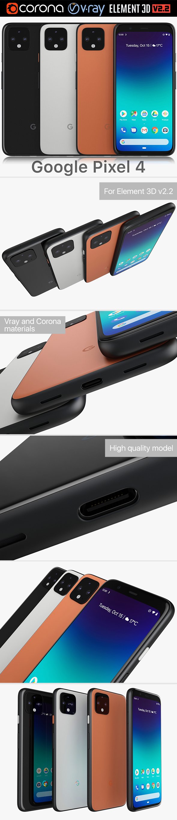 Google Pixel 4 - 3DOcean Item for Sale