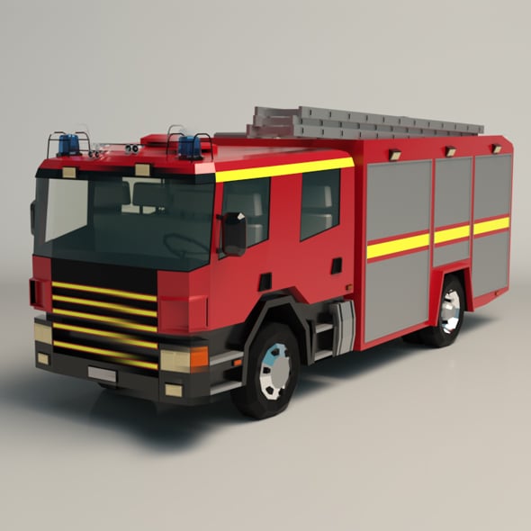 Low Poly Fire Truck 02 - 3DOcean Item for Sale