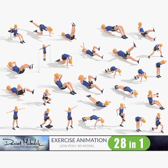 Exercise Animations Bundle Woman - 3DOcean Item for Sale